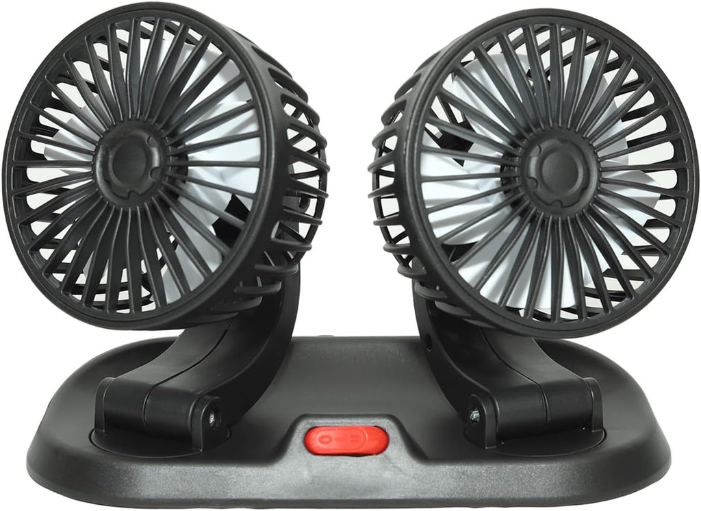 SOGO 12V Premium Dual Head Car Fan (360° Adjustable & Strong Cooling)