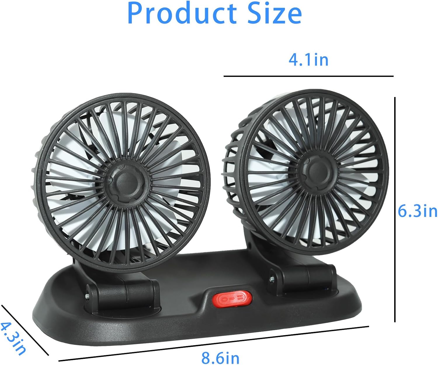 SOGO 12V Premium Dual Head Car Fan (360° Adjustable & Strong Cooling)