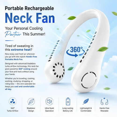 Portable Neck Fan – Rechargeable Hands Free Summer Cooling fan